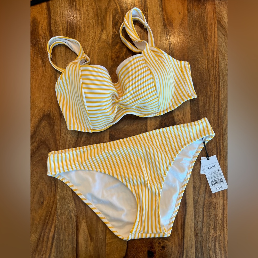 Yellow striped bikini